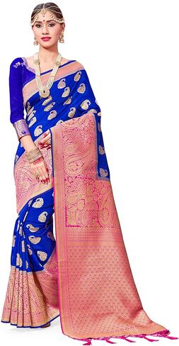 Elina fashion Pack of Two Sarees for Women Banarasi Art Silk Woven Indian Wedding Saree | Diwali Gift Sari Combo in Saudi Arabia