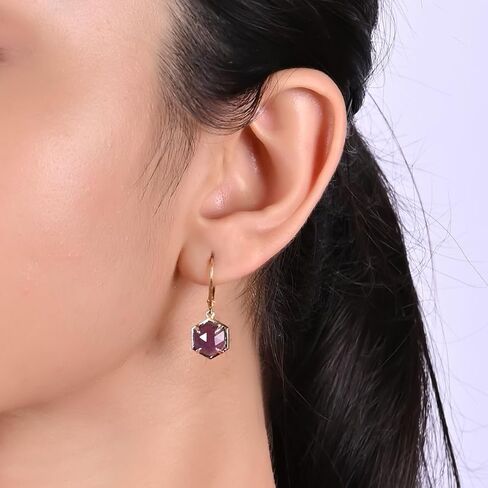 Gempires Natural Mossagate Bezel Leverback Hoop Earrings Crystal Dangle Drop Earrings For Women 14k Gold Plated Earrings Best Friend Birthday Gifts in Saudi Arabia