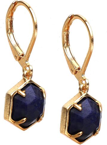 Gempires Natural Mossagate Bezel Leverback Hoop Earrings Crystal Dangle Drop Earrings For Women 14k Gold Plated Earrings Best Friend Birthday Gifts in Saudi Arabia