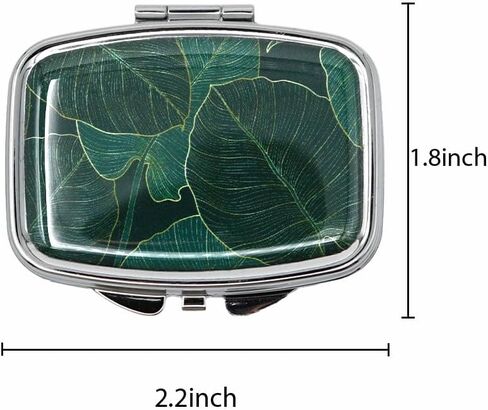 Metal Pill Case with Mirror 2 Compartment Small Pill Box for Purse or Pocket Cute Pill Organizer for Travel Gifts Pill Container Holder Green Aesthetic in Saudi Arabia