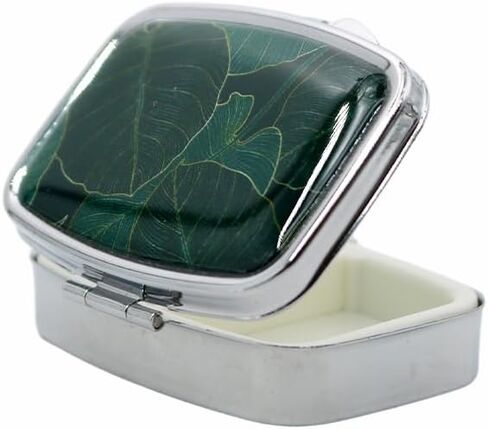 Metal Pill Case with Mirror 2 Compartment Small Pill Box for Purse or Pocket Cute Pill Organizer for Travel Gifts Pill Container Holder Green Aesthetic in Saudi Arabia