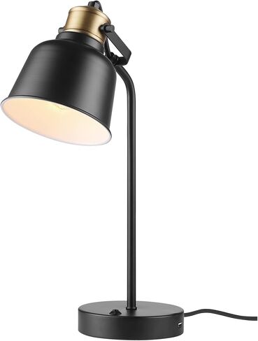 Globe Electric 52298 Harper 16" Desk Lamp, Matte Gray, Matte Brass Arm and Pivot Joint, in-Line On Off Switch in Kuwait