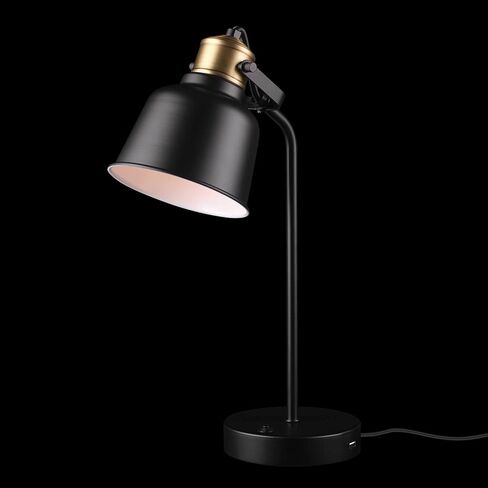 Globe Electric 52298 Harper 16" Desk Lamp, Matte Gray, Matte Brass Arm and Pivot Joint, in-Line On Off Switch in Kuwait