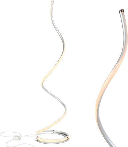 Brightech Allure Floor Lamp for Offices, 37" Bright LED Spiral Compact Lamp, Unique Curved Lamp for Living Rooms, Dimmable Standing Lamp with Built-in Dimmer Switch, Great Living Room Décor – Platinum in Saudi Arabia