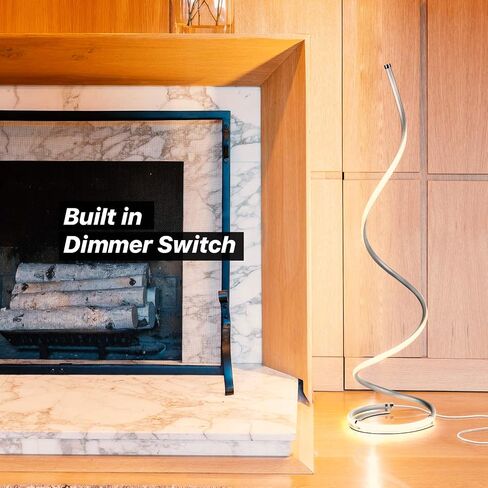 Brightech Allure Floor Lamp for Offices, 37" Bright LED Spiral Compact Lamp, Unique Curved Lamp for Living Rooms, Dimmable Standing Lamp with Built-in Dimmer Switch, Great Living Room Décor – Platinum in Saudi Arabia