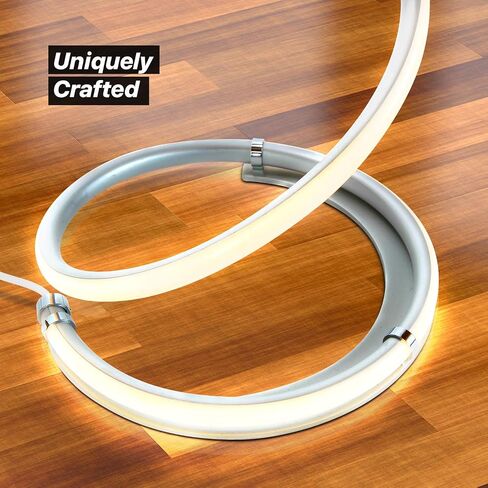 Brightech Allure Floor Lamp for Offices, 37" Bright LED Spiral Compact Lamp, Unique Curved Lamp for Living Rooms, Dimmable Standing Lamp with Built-in Dimmer Switch, Great Living Room Décor – Platinum in Saudi Arabia