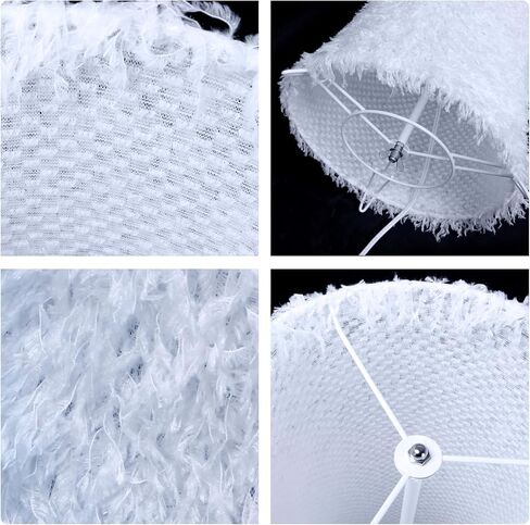 مصباح أرضي لغرف نوم غرفة المعيشة، مصابيح أرضية معاصرة مع غطاء من قماش القماش الأبيض، لمسة نهائية من الريش الصناعي in Kuwait