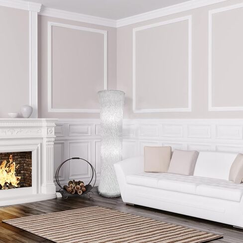 مصباح أرضي لغرف نوم غرفة المعيشة، مصابيح أرضية معاصرة مع غطاء من قماش القماش الأبيض، لمسة نهائية من الريش الصناعي in Kuwait