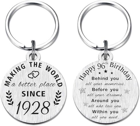 هدايا عيد الميلاد 96 للنساء والرجال، سلسلة مفاتيح عيد ميلاد عمرها 96 عامًا، هدايا مواليد 1928، زينة عيد ميلاد 1928 in Kuwait