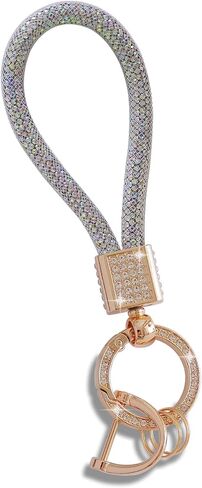 Car Keychain for Women Key Fob Holder Accessories with Crystal Bling Rhinestones Pink White Key Chain Ring Gift For Her Girl in Saudi Arabia