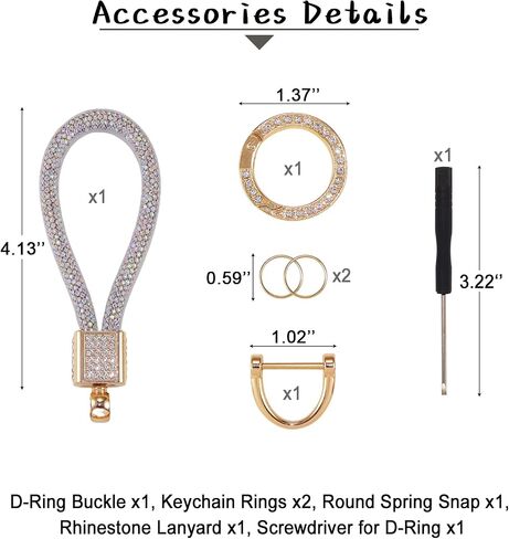 Car Keychain for Women Key Fob Holder Accessories with Crystal Bling Rhinestones Pink White Key Chain Ring Gift For Her Girl in Saudi Arabia