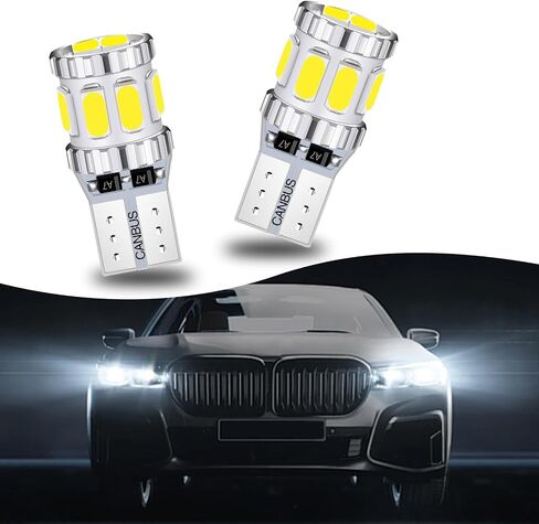 Pack-2 Car T10 LED Width Lights، 5630-8SMD أضواء لوحة الترخيص، مصابيح قراءة فائقة السطوع، أضواء الأدوات، استبدال لمبة السيارة، عالمية لمعظم السيارات والشاحنات وسيارات الدفع الرباعي (أبيض) in Saudi Arabia