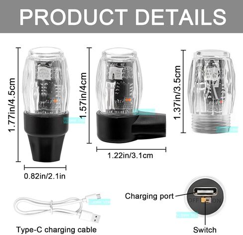 2 حزمة أضواء الإطارات للسيارة LED الملونة عجلة ضوء صمام الجذعية غطاء ضوء فلاش لشاحنة دراجة نارية دراجة نارية مقاوم للماء قابلة للشحن الإطارات تكلم مصباح يتوهج في الظلام عاكس الملحقات (2PC) in Kuwait