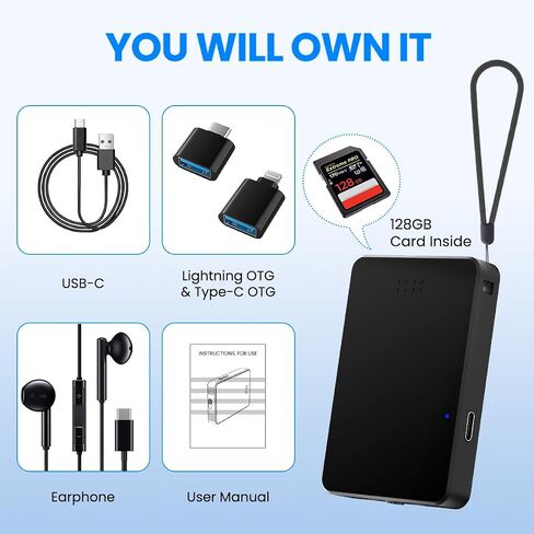 128GB Voice Activated Recorder Magnetic-3072Kpbs Digital Recording Device with AI Noise Cancellation and Microphone,60 Hours Continuous Portable Mini Audio Voice Recorder for Work,Lectures,Meetings in Saudi Arabia