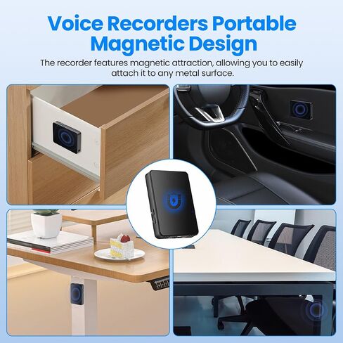 128GB Voice Activated Recorder Magnetic-3072Kpbs Digital Recording Device with AI Noise Cancellation and Microphone,60 Hours Continuous Portable Mini Audio Voice Recorder for Work,Lectures,Meetings in Saudi Arabia
