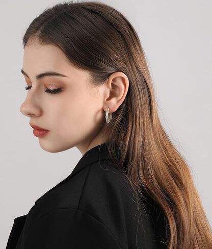 TOBENY Cubic Zirconia Hoop Earrings for Women 18K Gold Silver Post Hoop Earrings 24mm Multicolor Rhinestone Hoops Earrings Hypoallergenic Gold Black Blue Green Red Turquoise Colorful Hoop Earrings Hoop Jewelry Gifts for Her in Saudi Arabia