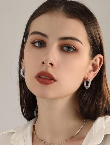 TOBENY مكعب زركونيا هوب أقراط للنساء 18K الذهب والفضة آخر هوب أقراط 24 مم متعدد الألوان حجر الراين الأطواق أقراط هيبوالرجينيك الذهب الأسود الأزرق الأخضر الأحمر الفيروزي الملونة هوب أقراط هوب مجوهرات هدايا لها in Kuwait