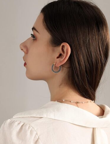TOBENY Cubic Zirconia Hoop Earrings for Women 18K Gold Silver Post Hoop Earrings 24mm Multicolor Rhinestone Hoops Earrings Hypoallergenic Gold Black Blue Green Red Turquoise Colorful Hoop Earrings Hoop Jewelry Gifts for Her in Saudi Arabia