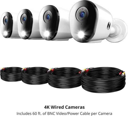 Night Owl Add On Wired 4K HD Indoor/Outdoor Deterrence Cameras with 2-Way Audio (2-Pack) (Requires Compatible DVR - Sold Separately) (2 Camera) in Saudi Arabia