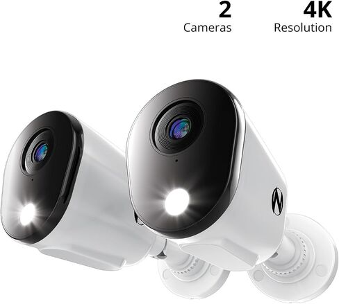 Night Owl Add On Wired 4K HD Indoor/Outdoor Deterrence Cameras with 2-Way Audio (2-Pack) (Requires Compatible DVR - Sold Separately) (2 Camera) in Saudi Arabia