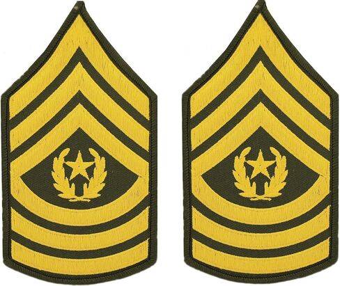 الولايات المتحدة الأمريكية جيش رتبة E9 قائد الرقيب الرائد Cmd Sgt بقع رئيسية، فستان أخضر، مع لاصق حديدي (مجموعة من قطعتين) in Saudi Arabia