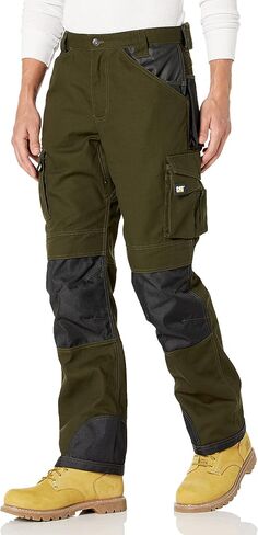 Caterpillar Men's Trademark Work Pants Built from Tough Canvas Fabric with Cargo Space, Classic Fit, Army Moss, 36W x 34L in Saudi Arabia