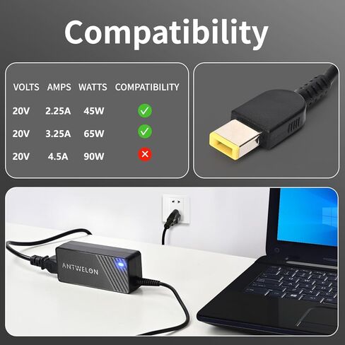 شاحن كمبيوتر محمول 65 وات لجهاز Lenovo Thinkpad T430 T440 T450 T460 T460S T470 T470S T540P T560 E450 E531 L440 L460 L470 X240 X250 X270 Ideapad G50 G70 Z40 Z50 20V 3.25A AC محول سلك إمداد الطاقة in Kuwait
