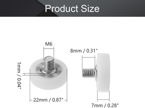 MroMax 4Pcs 22x7x1mm Roller Idler Bearing Pulley Sliding Conveyor Wheel Threaded Rod M6x8mm for Furniture, Hardware Accessories and Mobile Door White in Saudi Arabia