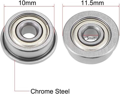 uxcell F63800ZZ Flange Ball Bearing 10x19x7mm Shielded Chrome Bearings 5pcs in Saudi Arabia