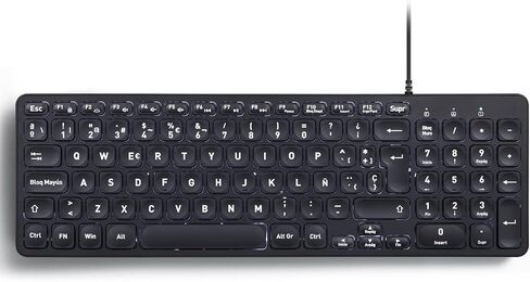 Perixx PERIBOARD-332 Teclado Mini USB retroiluminado con Cable - Teclas de tijera tipo X - Retroiluminación Blanca - Negro - QWERTY Español in Saudi Arabia