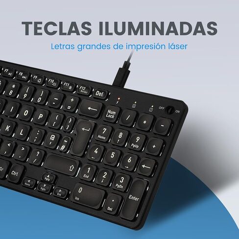Perixx PERIBOARD-332 Teclado Mini USB retroiluminado con Cable - Teclas de tijera tipo X - Retroiluminación Blanca - Negro - QWERTY Español in Saudi Arabia