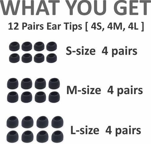 12 Pairs Ear Tips for Galaxy Buds Pro, Replacement L/M/S 3 Size Silicone Eartips Earbuds Cover Compatible with Samsung Galaxy Buds Pro SM-R190 Phantom Black in Saudi Arabia