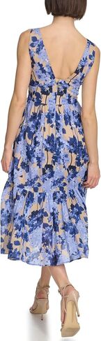 Tommy Hilfiger Women's Sleeveless Tiered Midi Dress, Sesame/Blue in Saudi Arabia