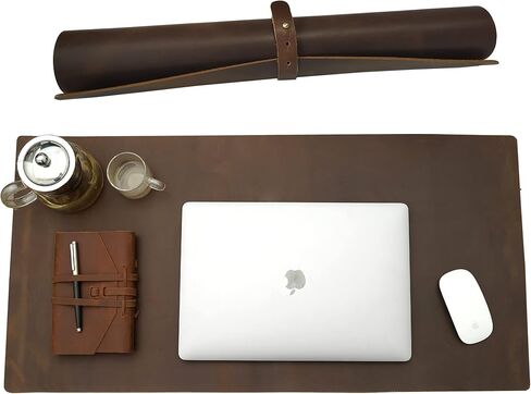 Genuine Leather Large Desk Pad Protector, 36'' x 17'' Office Desk Mat, Mouse Pad, Non-Slip Leather Desk Blotter, Laptop Desk Pad, Waterproof Desk Writing Pad for Office and Home -Dark Brown in Saudi Arabia