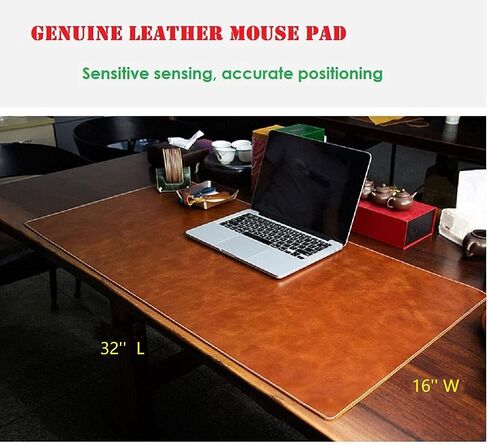 Genuine Leather Large Desk Pad Protector, 36'' x 17'' Office Desk Mat, Mouse Pad, Non-Slip Leather Desk Blotter, Laptop Desk Pad, Waterproof Desk Writing Pad for Office and Home -Dark Brown in Saudi Arabia