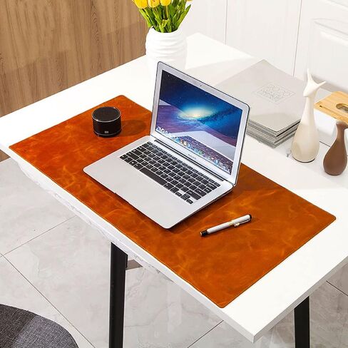 Genuine Leather Large Desk Pad Protector, 36'' x 17'' Office Desk Mat, Mouse Pad, Non-Slip Leather Desk Blotter, Laptop Desk Pad, Waterproof Desk Writing Pad for Office and Home -Dark Brown in Saudi Arabia
