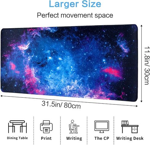 Starry Gaming Mouse Pad Gradient Desk Pad with Seamed Edges, Waterproof Desk Pad Non-Slip Rubber Base Keyboard Pad Computer Mat, 31.5x11.8 Inch Large Mousepad (Starry) in Saudi Arabia