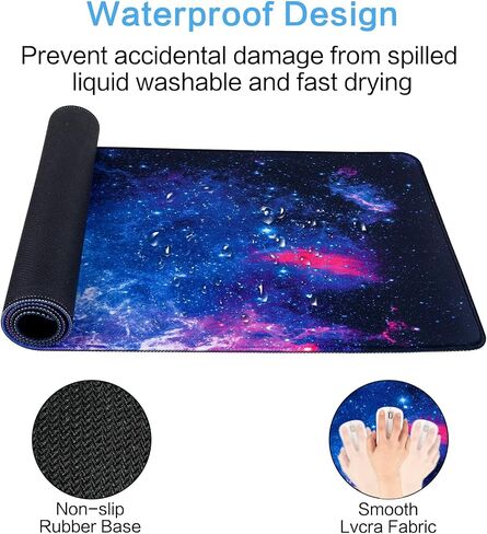 Starry Gaming Mouse Pad Gradient Desk Pad with Seamed Edges, Waterproof Desk Pad Non-Slip Rubber Base Keyboard Pad Computer Mat, 31.5x11.8 Inch Large Mousepad (Starry) in Saudi Arabia