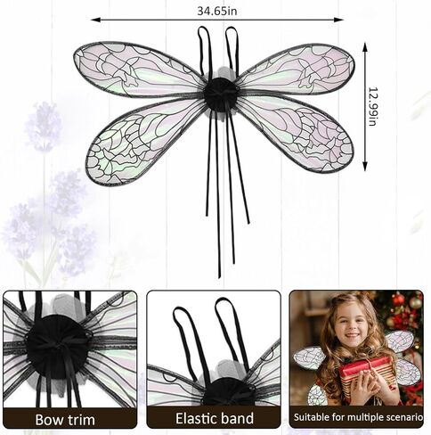Hying Festival Costume Wings Sparkle Adult Fairy Wings Princess Angel Wing Dragonfly Wings Dress Up Accessories for Women in Saudi Arabia
