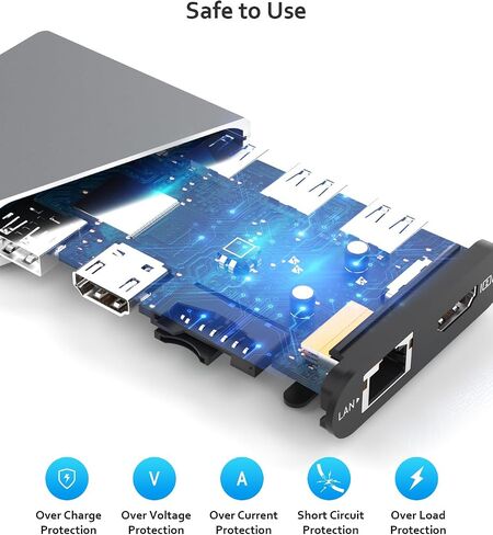 قاعدة إرساء 12 في 1 مع شاشات عرض ثلاثية، وPD 100 وات، وقارئ بطاقات SD/TF، ​​و3 منافذ USB 3.0 - رمادي فلكي in Saudi Arabia