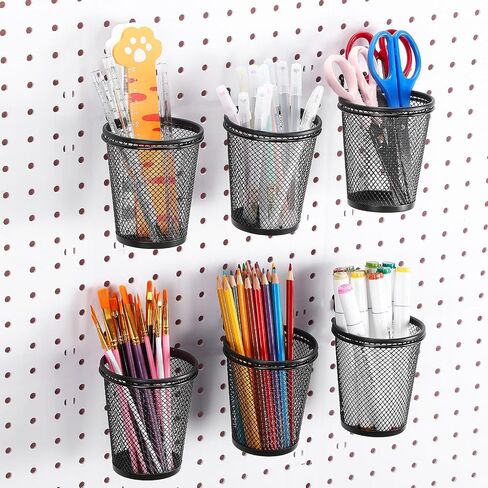 6 مجموعات من أكواب Pegboard مع خطافات حلقية، حامل صندوق Pegboard أسود، منظم Pegboard متعدد الأغراض، حامل قلم رصاص معدني، ملحقات لوحات ربط للمكتب، الفصول الدراسية، ورشة عمل المرآب in Saudi Arabia