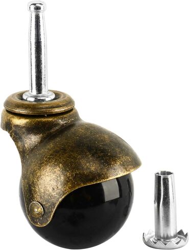 4 عبوات من العجلات الكروية النحاسية العتيقة مقاس 1.5 بوصة مع ساق تثبيت من نوع المقبس مقاس 5/16 بوصة × 1 1/2 بوصة (8 × 38 مم)، 176 رطلًا. السعة الإجمالية (4 عبوات، 1.5 بوصة مع جذع) in Kuwait