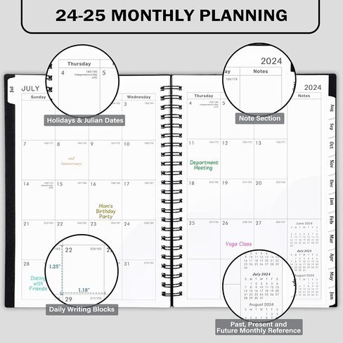 2024-2025 Academic Planner – Weekly ＆ Monthly Planner 2024-2025, Jul. 2024 – Jun. 2025, Calendar Planner, 6.4" x 8.5" with Flexible Cover, Tabs, Strong Twin-Wire Binding, Inner Pocket, 21 Notes Pages in Saudi Arabia