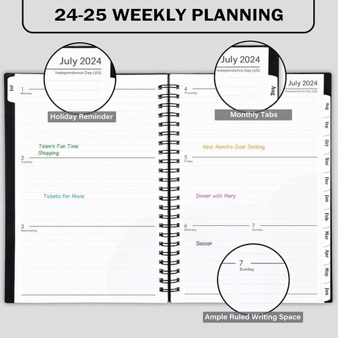 2024-2025 Academic Planner – Weekly ＆ Monthly Planner 2024-2025, Jul. 2024 – Jun. 2025, Calendar Planner, 6.4" x 8.5" with Flexible Cover, Tabs, Strong Twin-Wire Binding, Inner Pocket, 21 Notes Pages in Saudi Arabia