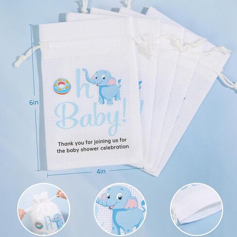 4 Pcs Elephant Baby Shower Drawstring Gift Bags, Reusable Fabric Gift Bags We Can Bearly Wait Gift Bags, 20 Inch Large 12 Inch Medium Gift Wrap Treat Bags for Baby Shower Birthday Gender Reveal Party in Saudi Arabia
