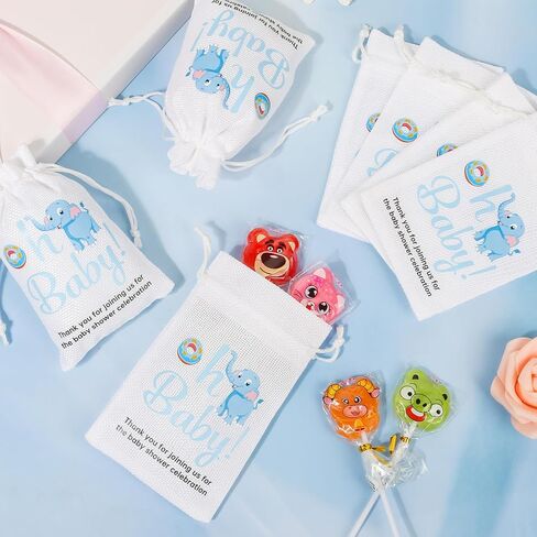 4 Pcs Elephant Baby Shower Drawstring Gift Bags, Reusable Fabric Gift Bags We Can Bearly Wait Gift Bags, 20 Inch Large 12 Inch Medium Gift Wrap Treat Bags for Baby Shower Birthday Gender Reveal Party in Saudi Arabia