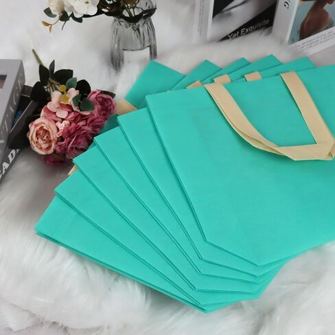 JCBZAMZ Reusable Party Bags 25Pcs,13.7x3.9x9.8 Inch Size,Gift Bags With Non-woven Handles,Party Favor Bags,Goodie Bags for Birthday Party,Wedding,Baby Shower,Shopping-Blue Green in Saudi Arabia