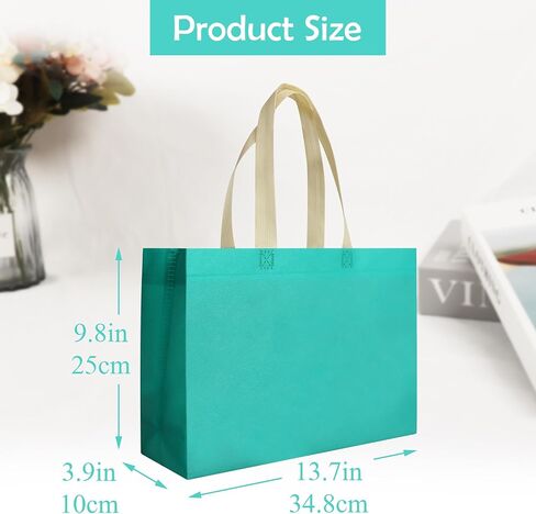JCBZAMZ Reusable Party Bags 25Pcs,13.7x3.9x9.8 Inch Size,Gift Bags With Non-woven Handles,Party Favor Bags,Goodie Bags for Birthday Party,Wedding,Baby Shower,Shopping-Blue Green in Saudi Arabia