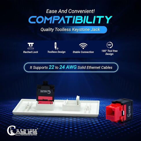 كابلات نيويورك RJ45 مقبس كيستون أفقي UTP، بدون أدوات، 180 درجة، مقبس كيستون RJ45 إيثرنت نحيف in Kuwait