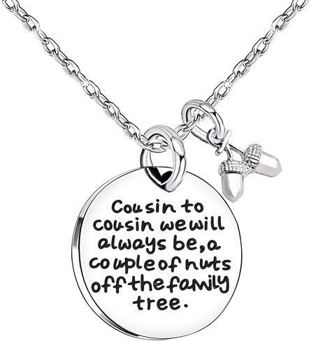 قلادة ابن عم lauhonmin هدايا عائلية - ابن عم لابن العم سنكون دائمًا زوجًا من المكسرات من شجرة العائلة من الفولاذ المقاوم للصدأ in Kuwait